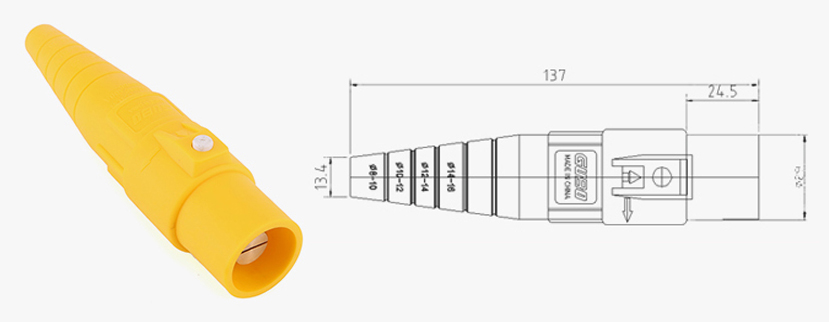 Prise mâle à courant élevé PHLTD 200A - Connecteur de câble à cœur unique pour l'éclairage de scène et le son, illustration de taille (2).