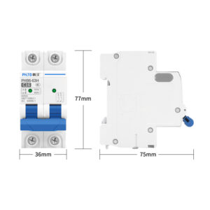 Disjoncteur Mini PHLTD, Interrupteur à Air, Fuite, Surcharge, Protection Contre les Courts-Circuits, 110V/120V, 2P 16A, Taille 36x77mm