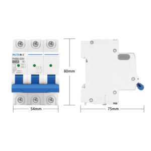 Disjoncteur Mini PHLTD, Interrupteur à Air, Fuite, Surcharge, Protection Contre les Courts-Circuits, 110V/120V, 3P 16A, Taille 54x80mm