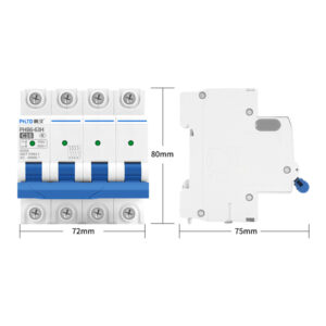 Disjoncteur Mini PHLTD, Interrupteur à Air, Fuite, Surcharge, Protection Contre les Courts-Circuits, 110V/120V, 4P 16A, Taille 72x80mm