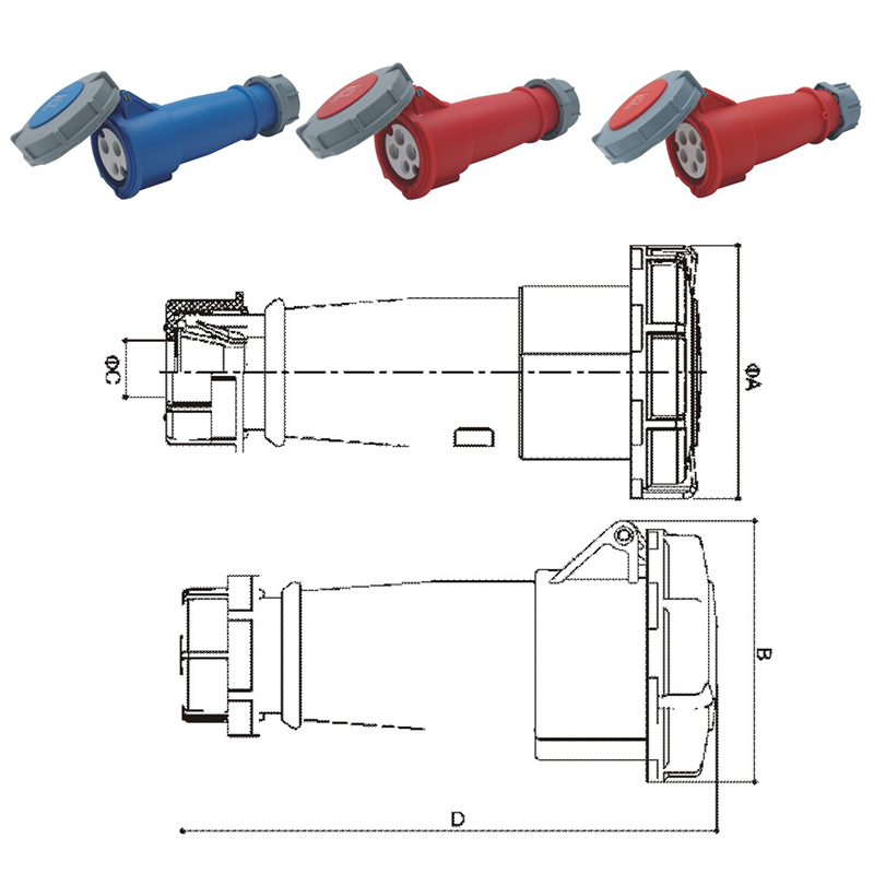 Connecteur de prise de courant industriel étanche PHLTD, IP67, à courant élevé, disponible en 3 cœurs, 4 cœurs et 5 cœurs, 16A et 32A, connecteur mâle et femelle aéronautique.