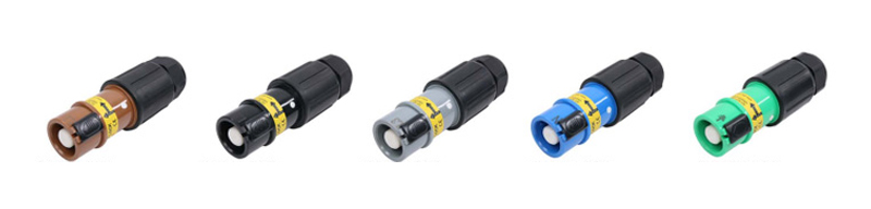 Fiche rhinocéros mâle monoconducteur standard européenne PHLTD 150-400A/380V, connecteur rapide à courant élevé pour éclairage de scène, disponible en brun, noir, gris, bleu et vert