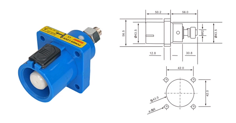 Fiche rhinocéros monoconducteur standard européenne PHLTD 150-400A/380V, connecteur rapide à courant élevé pour éclairage de scène